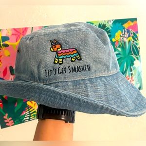 “Let’s get smashed” embroidered denim bucket hat